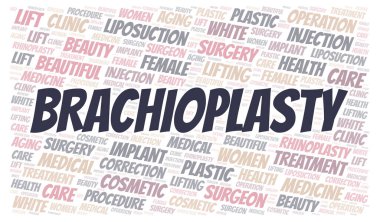 Brachioplasty kelime tipografi bulutu sadece metin ile oluşturulur. Estetik cerrahi tipi