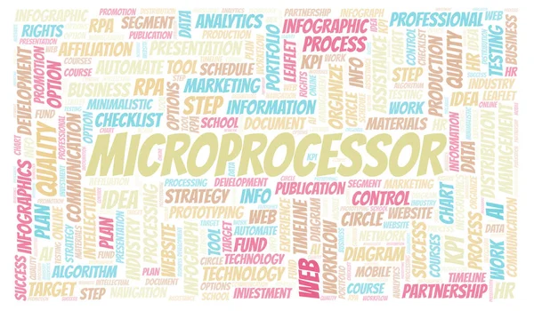 Microprocessador Tipografia Nuvem Texto Criar Apenas Com Texto — Fotografia de Stock