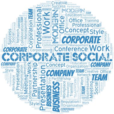 Kurumsal sosyal vektör kelime bulutu, sadece metinle yapılır.