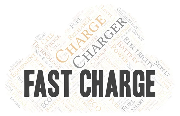 Fast Charge Typografie Word Cloud Nur Mit Text Erstellen — Stockfoto