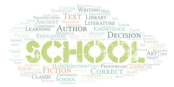 Шкільна Типографія Слово Хмара Створюється Тільки Текстом — стокове фото