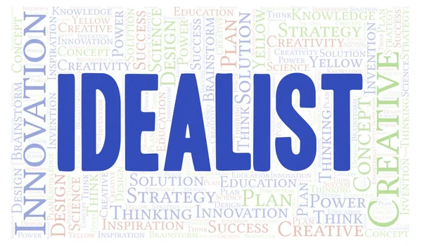 İdealist tipografi kelime bulutu sadece metin ile oluşturulur.