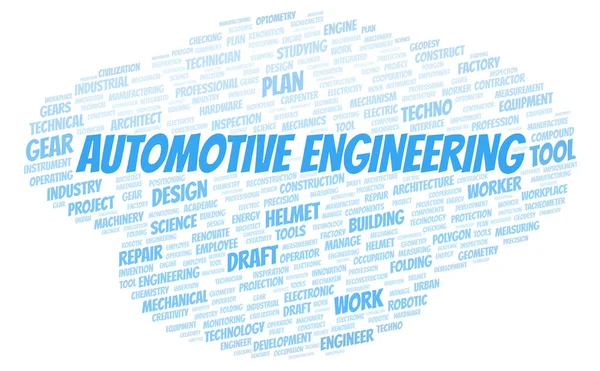Automotive Engineering Typografie Woord Cloud Maken Met Alleen Tekst — Stockfoto