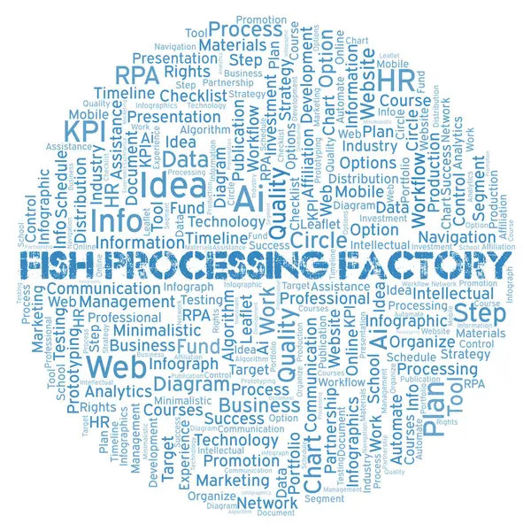 Fish Processing Factory Tipográfia Szó Felhő Létrehozása Csak Szöveggel — Stock Fotó
