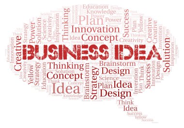 İş fikri tipografi kelime bulutu sadece metin ile oluşturulur.