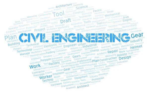 Engenharia Civil Tipografia Nuvem Palavras Criar Apenas Com Texto — Fotografia de Stock