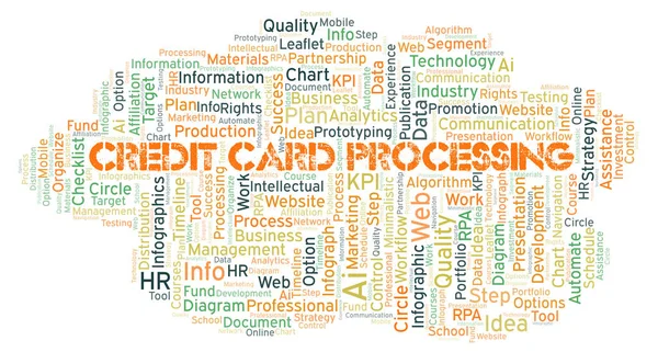 Credit Card Processing Typography Word Cloud Create Text Only — Stock Photo, Image