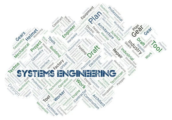 Sistemas Engenharia Tipografia Nuvem Palavras Criar Apenas Com Texto — Fotografia de Stock