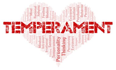 Temperament tipografi kelime bulutu sadece metin ile oluşturulur.