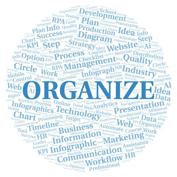 Organize Typography Word Cloud Create Text Only — Stock Photo, Image