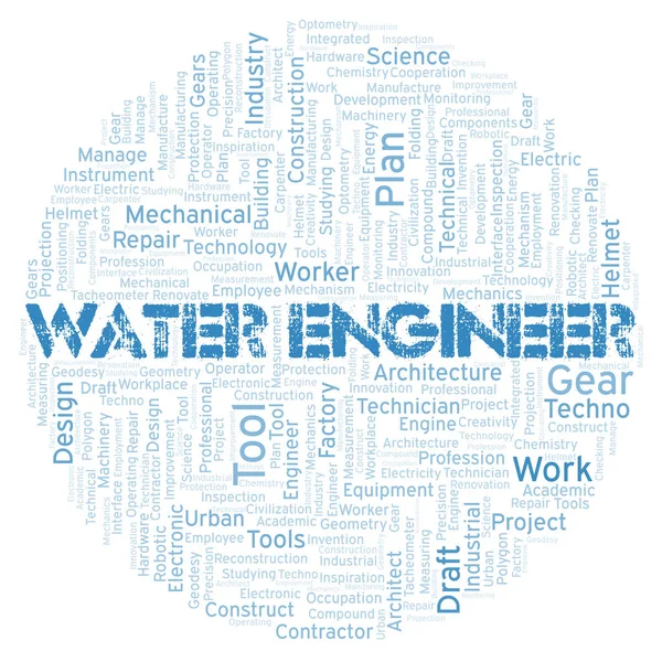 Water Engineer Tipografia Parola Nube Creare Solo Con Testo — Foto Stock