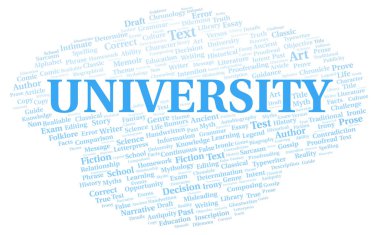 Üniversite tipografi kelime bulutu sadece metin ile oluşturulur