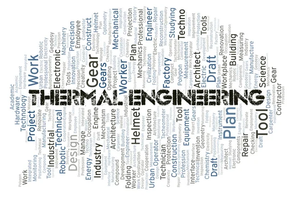 Engenharia Térmica Tipografia Nuvem Palavras Criar Apenas Com Texto — Fotografia de Stock