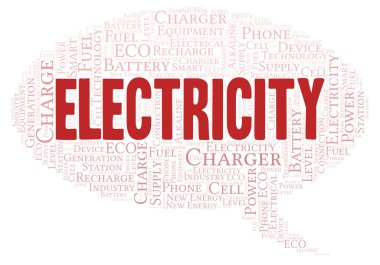 Elektrik tipografisi kelime bulutu sadece metin ile oluşturulur.