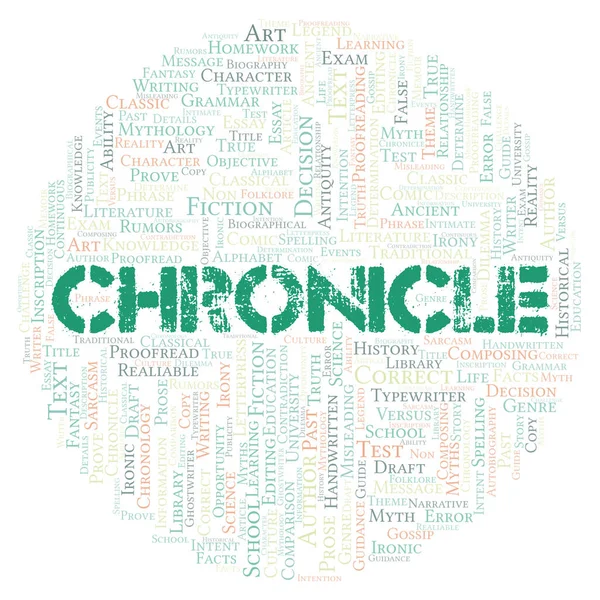 Chronicle Typografie Woord Cloud Maken Met Alleen Tekst — Stockfoto