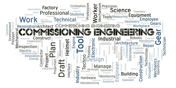 Inbetriebnahme Engineering Typografie Word Cloud Erstellen Nur Mit Text — Stockfoto