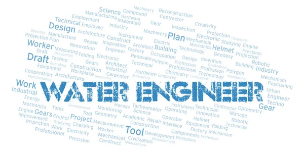 Water Engineer Typografie Woord Cloud Maken Met Alleen Tekst — Stockfoto