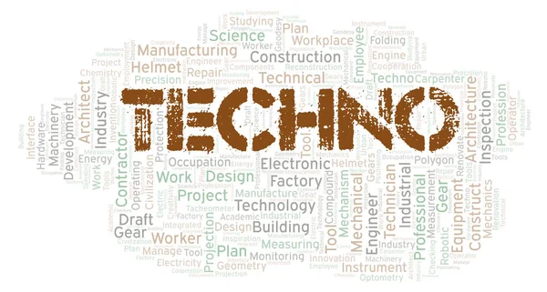 Techno Typography Word Cloud Create Text Only — Stock Photo, Image