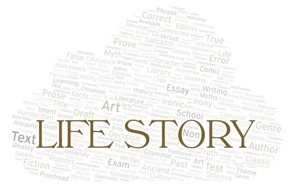 Life Story Typografie Wortwolke Nur Mit Text Erstellen — Stockfoto