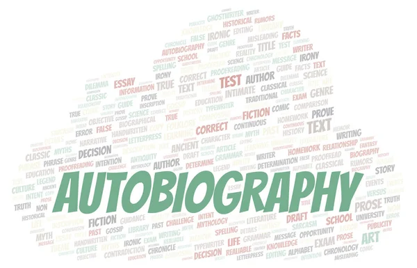 Autobiografie Typografie Wortwolke Nur Mit Text Erstellen — Stockfoto