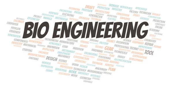 Bio Engineering Typografie Slovo Cloud Vytvořit Pouze Textem — Stock fotografie