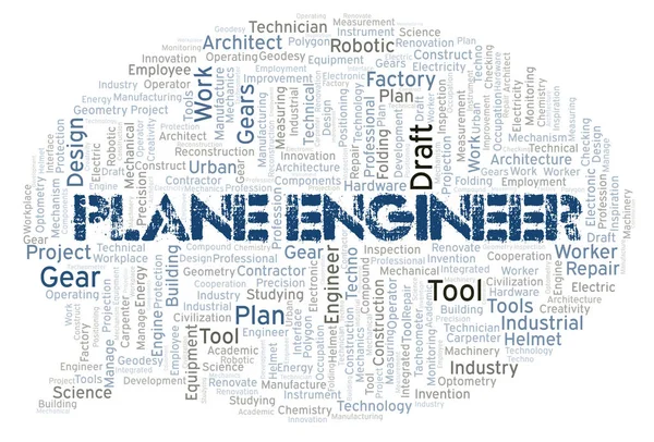 Plane Engineer Tipografia Nuvem Palavras Criar Apenas Com Texto — Fotografia de Stock