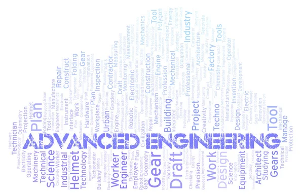 Advanced Engineering Typografie Woord Cloud Creëren Met Alleen Tekst — Stockfoto