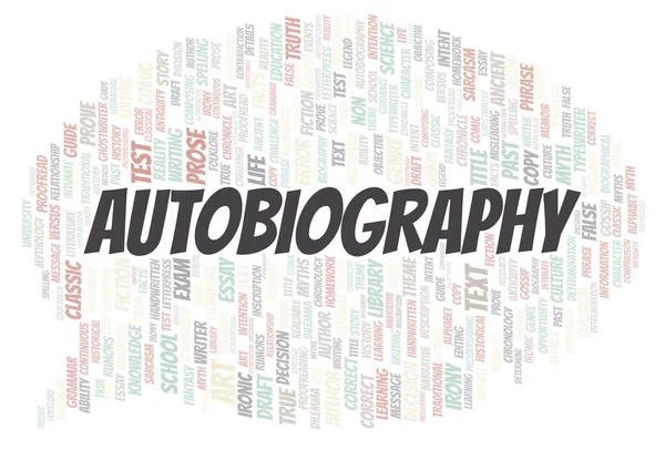 Autobiografie Typografie Woord Cloud Maken Met Alleen Tekst — Stockfoto