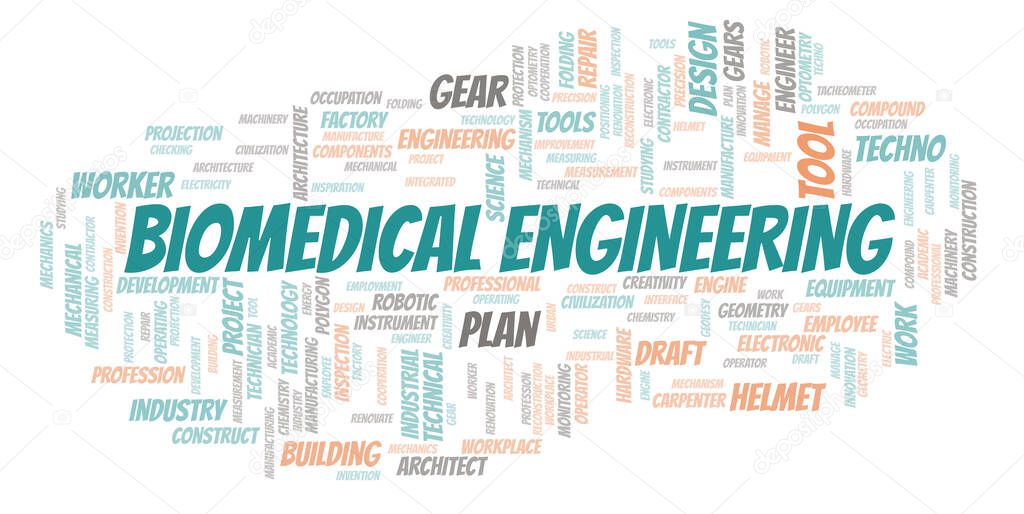 Biomedical Engineering typography word cloud create with text only