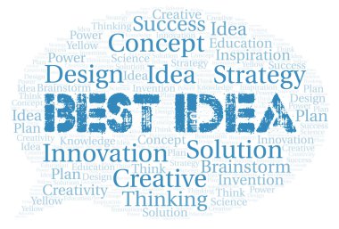 En iyi fikir tipografisi kelime bulutu sadece metin ile oluşturulur.