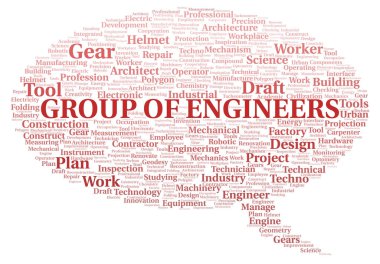 Mühendisler Grubu kelime kelime bulutu sadece metin ile oluşturulur