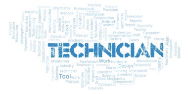 Teknisyen kelime kelime bulutu sadece metin ile oluşturulur