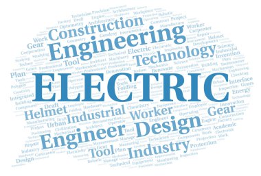 Elektrik tipografi kelime bulutu sadece metin ile oluşturulur