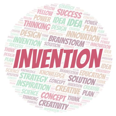 İcat tipografi kelime bulutu sadece metin ile oluşturulur.