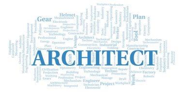 Mimari yazı sözcüğü bulutu sadece metin ile oluşturur