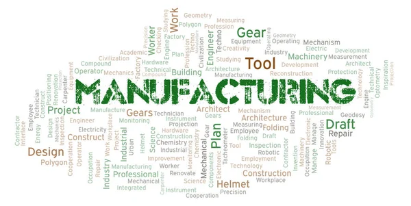 Manufacturing Typography Word Cloud Create Text Only — Stock Photo, Image