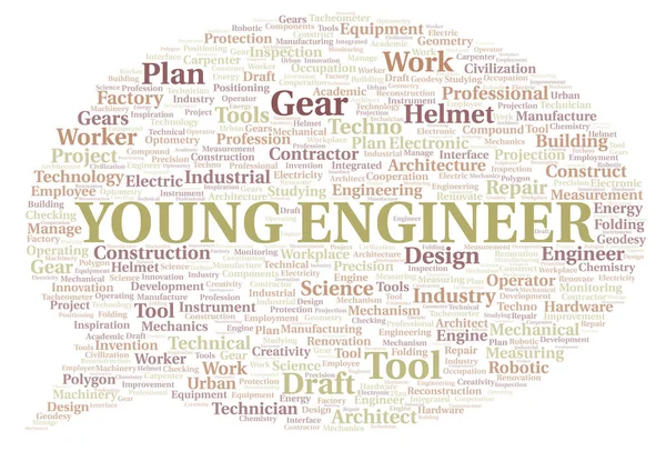 Young Engineer Tipografía Palabra Nube Crear Solo Con Texto —  Fotos de Stock