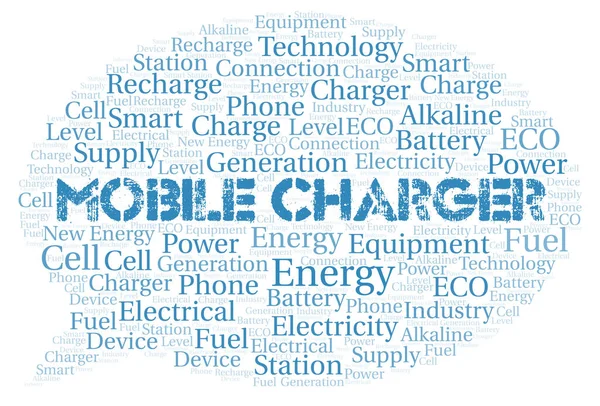 Mobile Charger Typografi Ord Moln Skapa Med Endast Text — Stockfoto