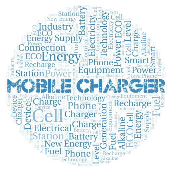 Mobile Charger Typografi Ord Moln Skapa Med Endast Text — Stockfoto