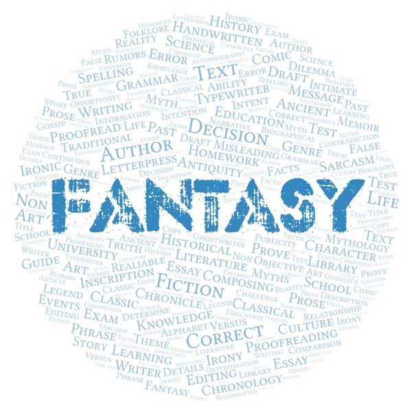 Fantasy Tipográfia Szó Felhő Létrehozása Csak Szöveggel — Stock Fotó