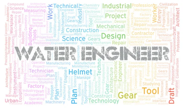 Water Engineer Tipografia Parola Nube Creare Solo Con Testo — Foto Stock