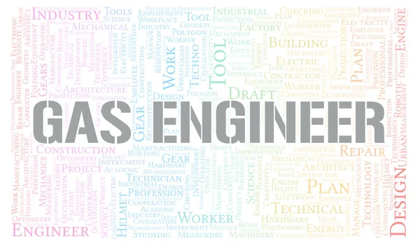 Gas Engineer Typographie Nuage Mots Créer Avec Texte Seulement — Photo