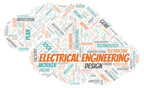 Elektrotechnika Typografie Slovo Cloud Vytvořit Pouze Textem — Stock fotografie