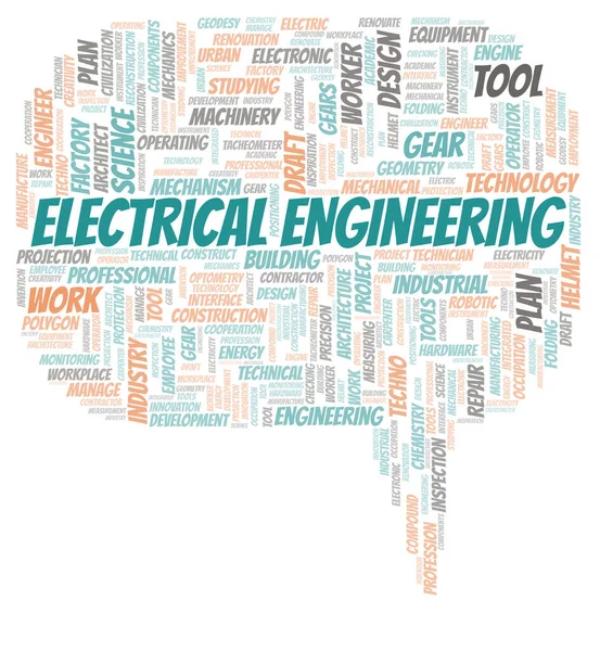 Elektrotechniek Typografie Woord Cloud Maken Met Alleen Tekst — Stockfoto