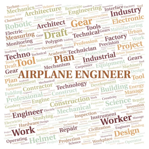 Vliegtuig Ingenieur Typografie Woord Cloud Maken Met Alleen Tekst — Stockfoto