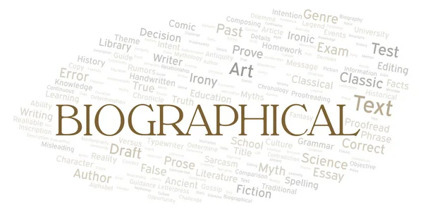 Biografische Typografie Woord Cloud Maken Met Alleen Tekst — Stockfoto