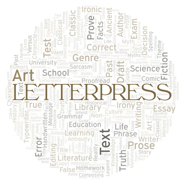 Letterpress Typography Word Cloud Create Text Only — Stock Photo, Image