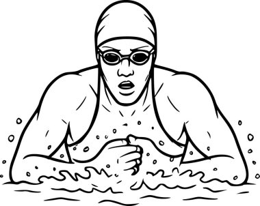 Yüzücü çizgi filminin vektör çizimi