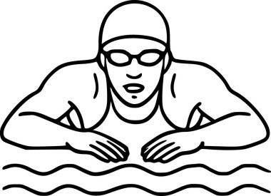 Yüzücü siyah beyaz yüzme havuzunda yüzüyor.