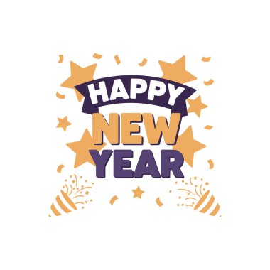 mutlu yeni yıl yazı beyaz arka plan üzerinde